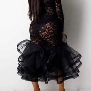 Sexy Slim Fit Lace Stitching Ruffled Mermaid Maxi Dress